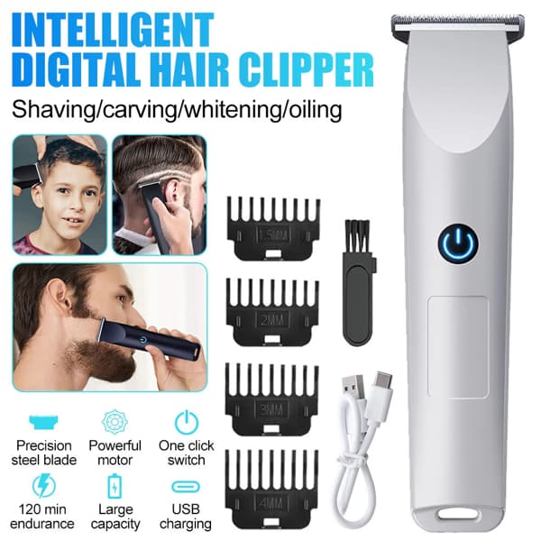 Men Pro Electric Hair Clippers Beard Trimmer Cutting Barber Shaving Machine White (Logistics Only For USPS.TK/TMEU Only For Self-pickup)