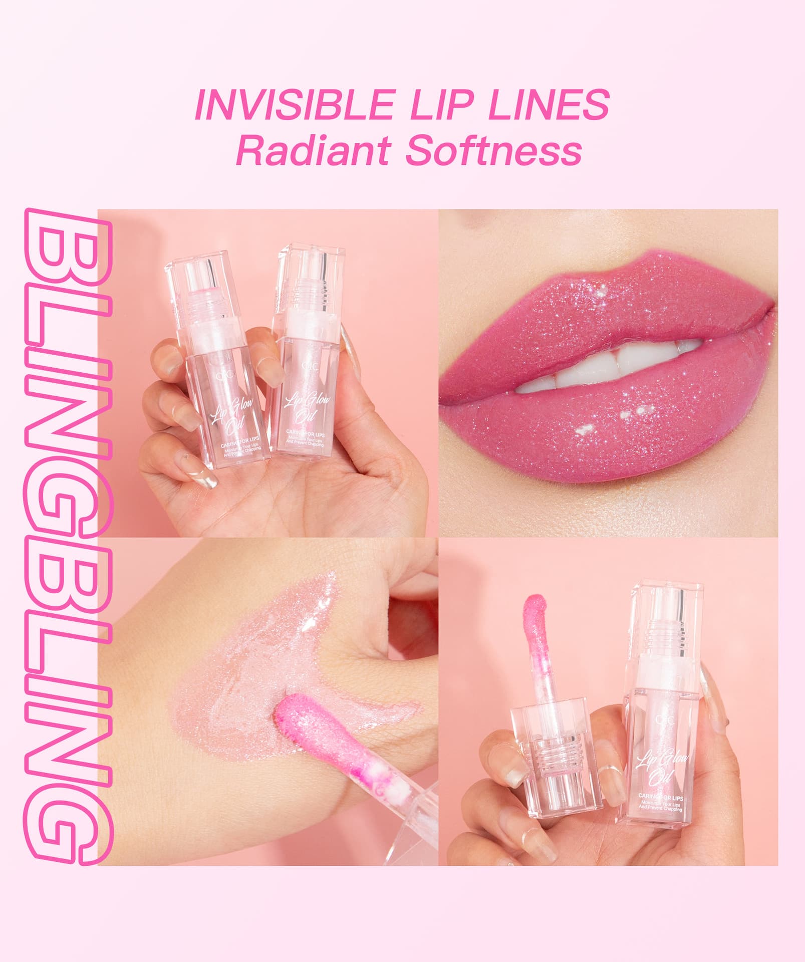 Color-changing Lip Oil,Lip Glow Oil, Glitter Plumping Tinted Gloss For Women Girls